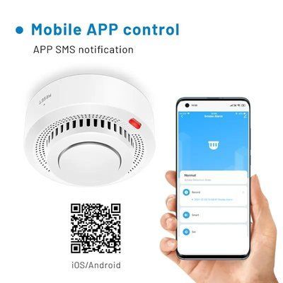 Умный датчик дыма с сиреной и WiFi Tuya smoke detector, дымовая пожарная сигнализация, датчик детектор дыма 85 дБ id_2737 фото