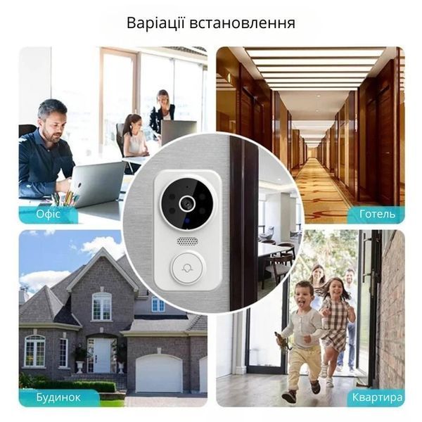 Умный дверной Wi-Fi звонок ULooka с камерой и аккумулятором \ беспроводной видеозвонок id_3333 фото
