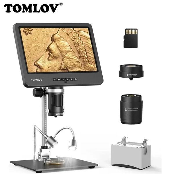 Профессиональный цифровой микроскоп TOMLOV с тремя линзами, HDMI, 10.1" IPS id_3214 фото