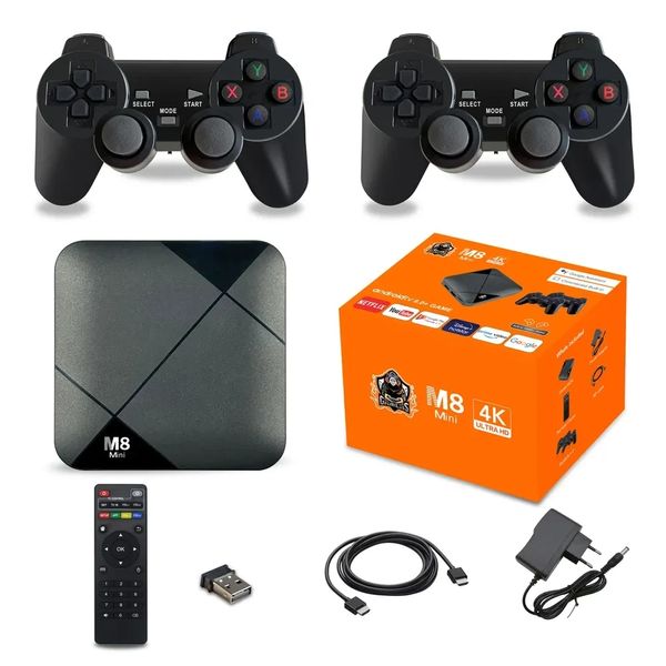 Портативна игровая консоль приставка GAME BOX M8 MINI 64gb 4K Android TV два беспроводных джойстика id_2764 фото