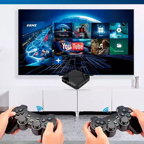 Портативна игровая консоль приставка GAME BOX M8 MINI 64gb 4K Android TV два беспроводных джойстика id_2764 фото