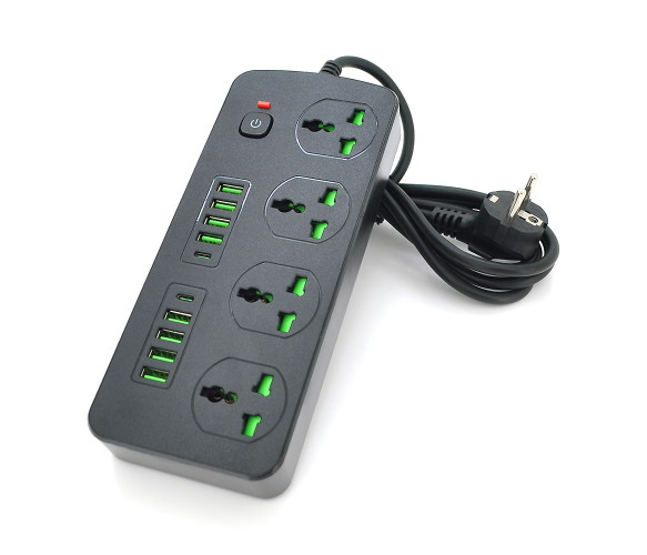 Сетевой фильтр питания Power Socket T25 4 розетки + 8USB + 2Type-C PD, 2m сетевой удлинитель розеток, черный id_2717 фото