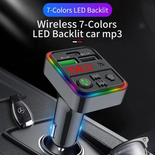 FM-трансмиттер модулятор CAR F18 RGB 12-24V Wireless car kit 2 USB id_2431 фото