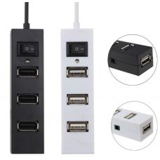 Хаб USB 2.0 HUB 4 порта, Black, 480Mbts питание от USB, с кнопкой вкл./выкл q300 770028362 фото