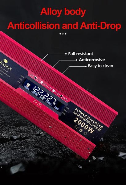 Преобразователь напряжения, инвертор автомобильный 2000W + 2 USB DDRADON, 12/220 id_2427 фото