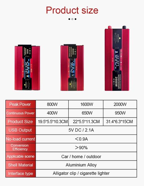 Преобразователь напряжения, инвертор автомобильный 2000W + 2 USB DDRADON, 12/220 id_2427 фото