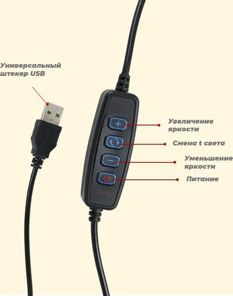 Кольцевая светодиодная лампа 26 см LC-666 XD-260 + штатив 200см + пульт Bluetooth 1327102823 фото