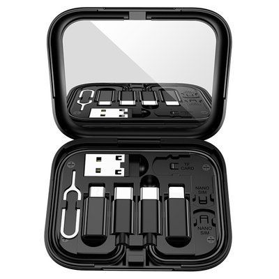 Універсальний набір кабелів та адаптерів 7 в 1 Hoco U114 Type-C, Micro USB, Lightning, дзеркало, підставка, кейс id_3379 фото