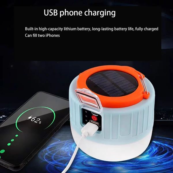 Лампа фонарь кемпинговый 2058-32 LED аккумуляторный с солнечной батареей и Power Bank + пульт id_2423 фото