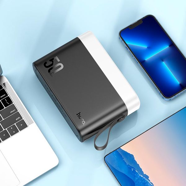 Power Bank 50000mAh с быстрой зарядкой 22.5W и фонарем HOCO J94A 2USB/2Type-C, PD/QC, id_3404 фото