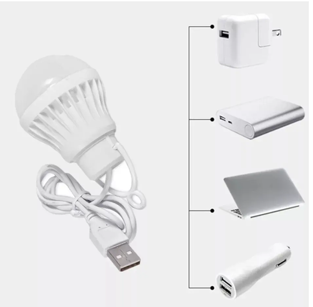 USB лампочка фонарь, светодиодная LED лампа от USB с кабелем 1м (холодный свет) id_2428 фото