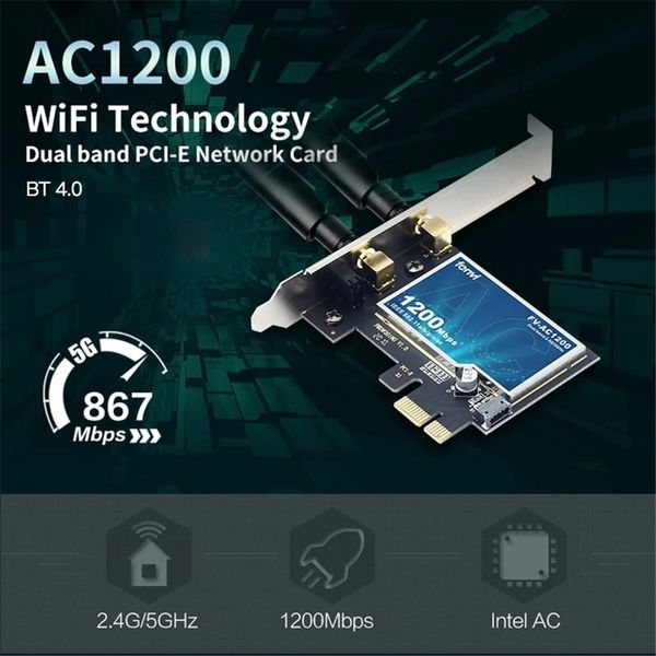 Двухдиапазонный PCI-E Wi-Fi адаптер FENVI 2.4/5GHz 1200 Mbps + Bluetooth id_2540 фото