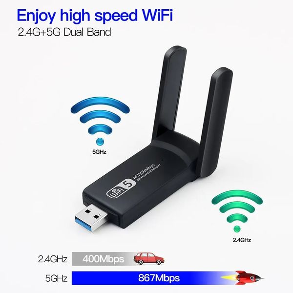 USB 3.0 WiFi адаптер 1300Mbps 2.4GHz/5GHz Adapter Dual Band id_2603 фото