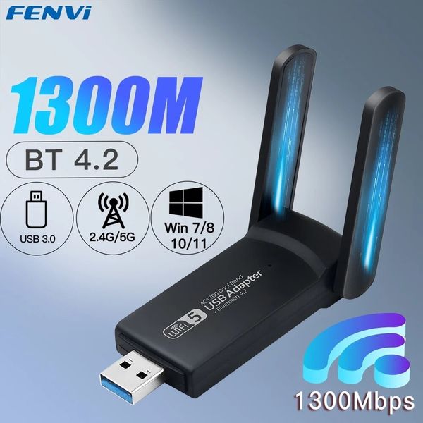 Двухдиапазонный USB WiFi адаптер 1300Mbps 2.4GHz/5GHz 802.11ac MIMO + Bluetooth адаптер id_2522 фото