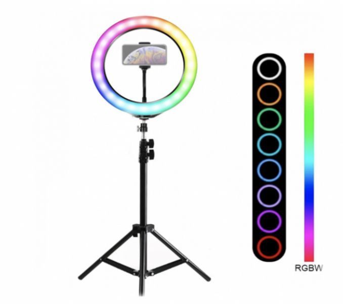 Кільцева лампа MJ33 Rgb 33см Селфі Led кільце різнокольорове + штатив 200см 1393543686 фото