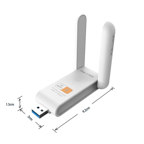 USB 3.0 WiFi адаптер PIX-LINK 1200 Mbps 2.4GHz/5GHz Adapter Dual Band id_2646 фото