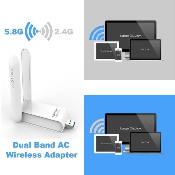 USB 3.0 WiFi адаптер PIX-LINK 1200 Mbps 2.4GHz/5GHz Adapter Dual Band id_2646 фото