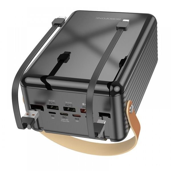 PowerBank 80000мАч BOROFONE швидка зарядка (22,5Вт) з ліхтариком + 2 перехідники, 3USB id_3464 фото