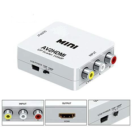 Конвертер AV RCA to HDMI тюльпан переходник, адаптер AV2HDMI, 1080p с питанием 906209116 фото