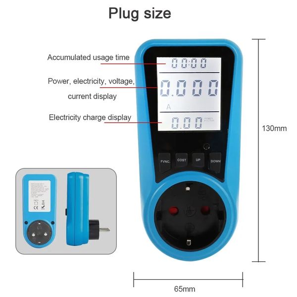 Цифровой энергометр ваттметр вольтметр амперметр 220В анализатор потребления электроэнергии id_2738 фото