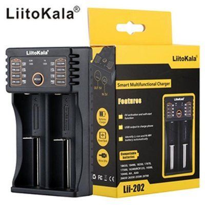 Зарядное устройство LiitoKala Lii-202 для 2 аккумуляторов с USB / Зарядка для батарей 18650, 16340, 14500, 26650 5436 фото