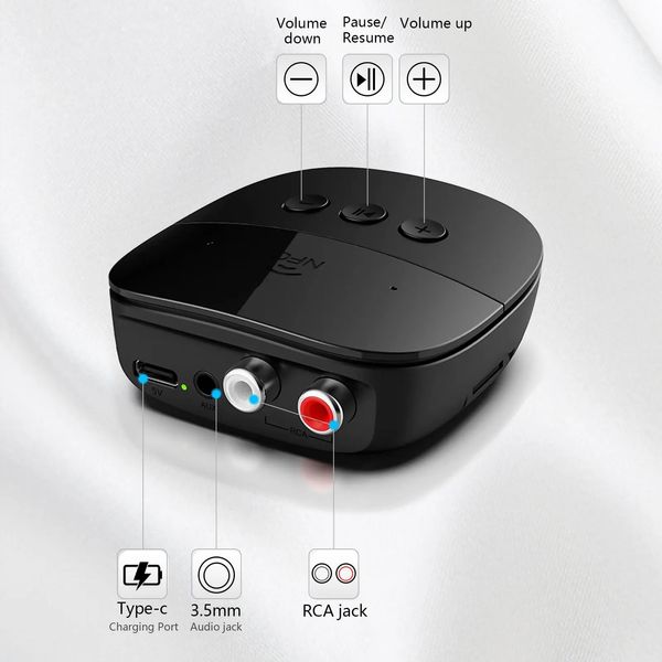 NFC Bluetooth AUX адаптер 5.2 BR06 аудио приемник стерео ресивер 3.5mm jack rca id_2610 фото