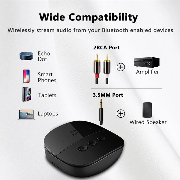 NFC Bluetooth AUX адаптер 5.2 BR06 аудио приемник стерео ресивер 3.5mm jack rca id_2610 фото