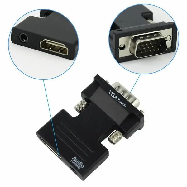 Конвертер HDMI to VGA с аудио, с HDMI на VGA OUT Black с звуком 1609728801 фото