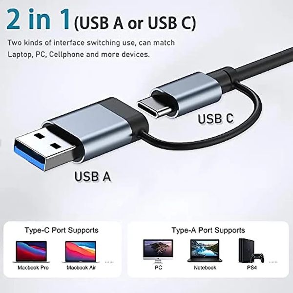 Разветлитель 2 в 1 USB HUB 3.0 TYPE-C | 7 PORTS | USB-хаб | Splitter 7 Port id_2665 фото