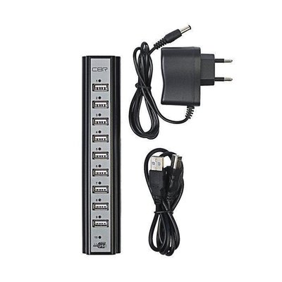 Разветлитель USB HUB 10 PORTS 220V, USB-хаб c блоком питания 881526492 фото