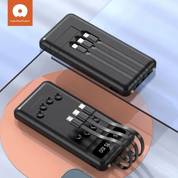 Power bank WUW U43 10000 mAh с проводами Micro, TypeC, Lightning | Внешний аккумулятор | Портативная зарядка id_2425 фото