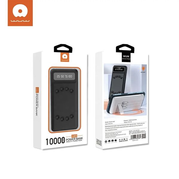 Power bank WUW U43 10000 mAh с проводами Micro, TypeC, Lightning | Внешний аккумулятор | Портативная зарядка id_2425 фото