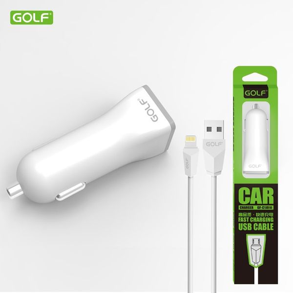 Автомобильное зарядное устройство GOLF GF-C3 Car charger + Lightning cable 1USB 1A White 602057289 фото