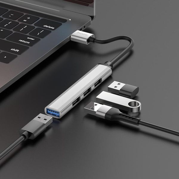 USB-hub 3.0 хаб 4-в-1 поддержка накопителя до 1Tb HOCO HB26 USB to USB 3.0*1+USB 2.0*3 1706024660 фото