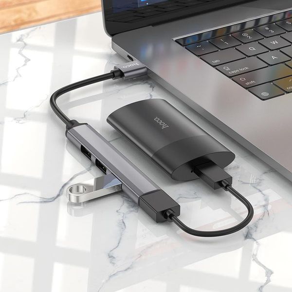 USB-hub 3.0 хаб 4-в-1 поддержка накопителя до 1Tb HOCO HB26 USB to USB 3.0*1+USB 2.0*3 1706024660 фото