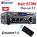 HiFi цифровой усилитель Woopker AK45, 50 Вт, Bluetooth, USB, SD, MIC, радио, аудиоусилитель id_3117 фото 1