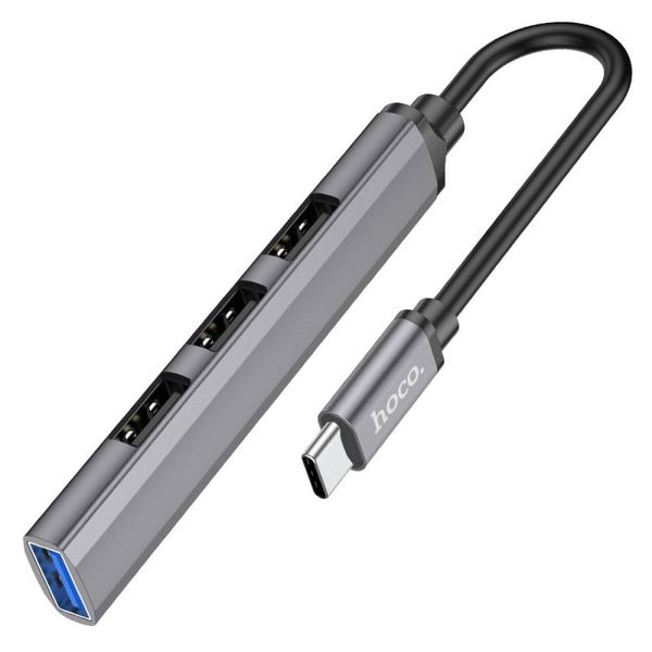 USB-hub Type-C 3.0 хаб 4-в-1 поддержка накопителя до 1Tb HOCO HB26 Type-C to USB 3.0*1+USB 2.0*3 id_2429 фото