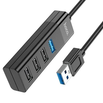 USB-hub хаб 4-в-1 поддержка накопителя до 1Tb HOCO HB25 Easy mix |USB to USB 3.0*1+USB 2.0*3| Черный 1634710491 фото