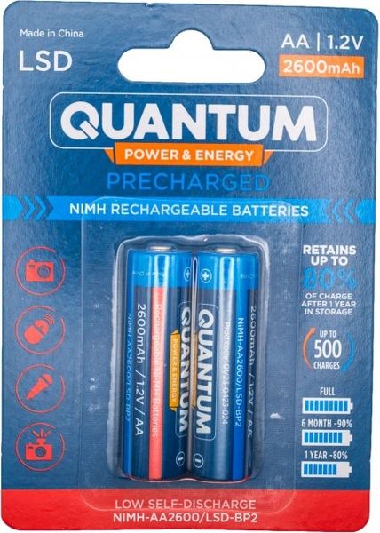 Пальчиковые ААА аккумуляторы Quantum 2600mah NiMH 1.2V с низким саморазрядом LSD (2шт) Набор аккумуляторов id_2761 фото