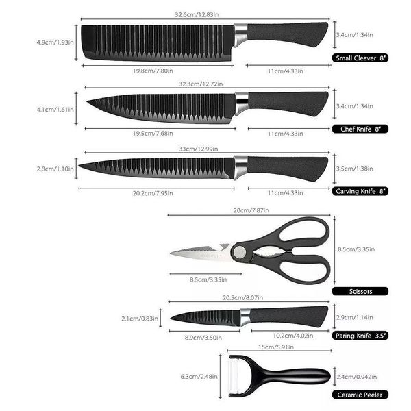 Набор кухонных ножей 6 предметов очень острых KING knife set 972047389 фото