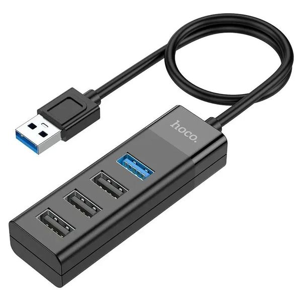 USB-hub хаб 4-в-1 поддержка накопителя до 1Tb HOCO HB25 Easy mix |USB to USB 3.0*1+USB 2.0*3| Черный 1634710491 фото