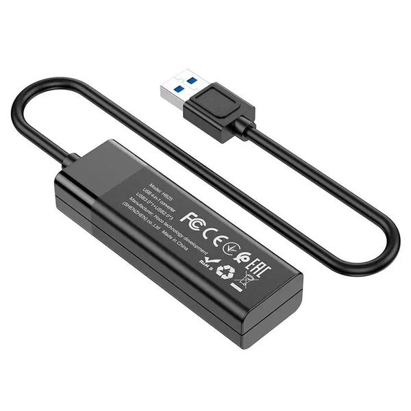 USB-hub хаб 4-в-1 поддержка накопителя до 1Tb HOCO HB25 Easy mix |USB to USB 3.0*1+USB 2.0*3| Черный 1634710491 фото