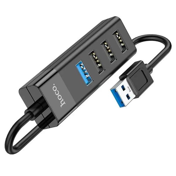 USB-hub хаб 4-в-1 поддержка накопителя до 1Tb HOCO HB25 Easy mix |USB to USB 3.0*1+USB 2.0*3| Черный 1634710491 фото