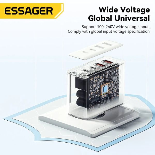 ​Мощное зарядное устройство Essager 100W GaN USB Type-C, QC, PD для iPhone и ноутбуков Macbook, ASUS, Xiaomi, ACER id_2796 фото