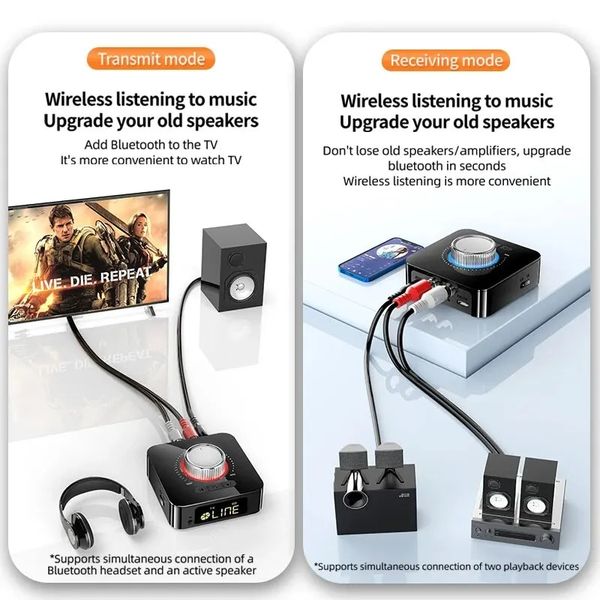 Bluetooth адаптер M5 с аккумулятором, аудио приемник стерео ресивер Stereo Music Wireless Bluetooth Receiver TF Card RCA 3.5mm AUX id_3121 фото