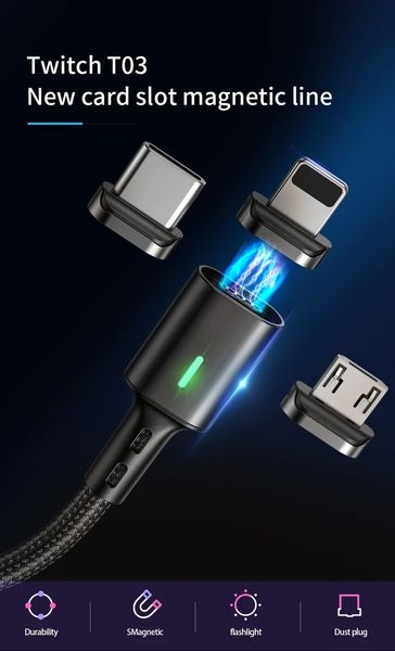 Кабель магнитный для зарядки телефона, смартфона Micro USB 1м id_2454 фото