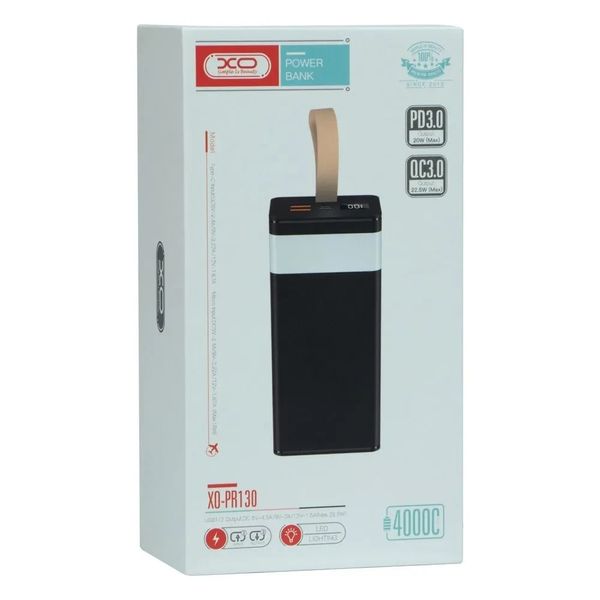 Power bank XO PR 130 40000 mAh PD20W+USB QC 22.5W Повербанк с фонарем | Внешний аккумулятор | Портативная зарядка id_2349 фото