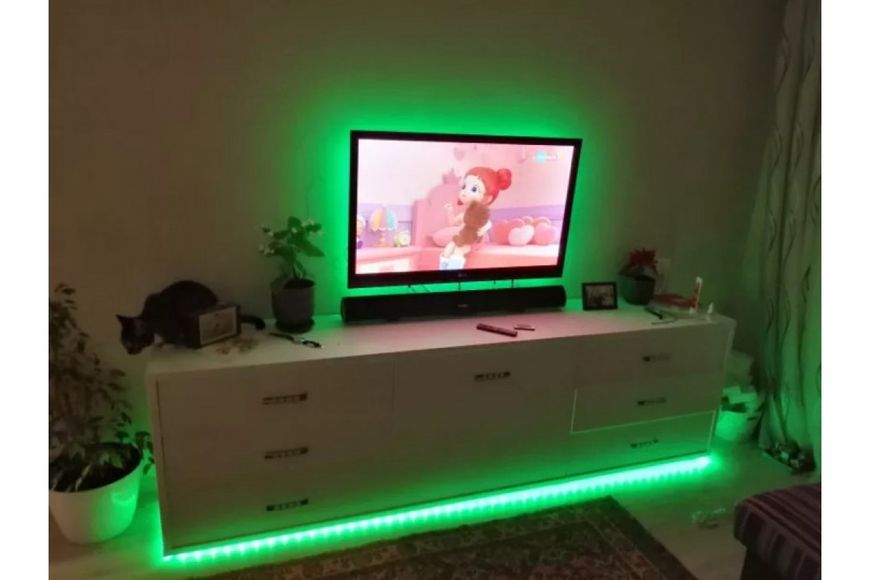 Светодиодная LED лента 5м RGB 5050 c пультом, контроллером и блоком питания 220B 624315158 фото