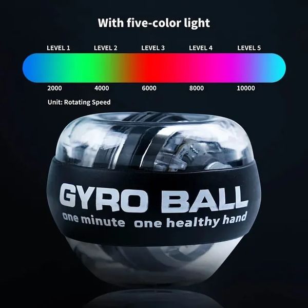 Гироскопический тренажер для кистей рук GYRO BALL PRO LED кистевой эспандер power ball id_3100 фото