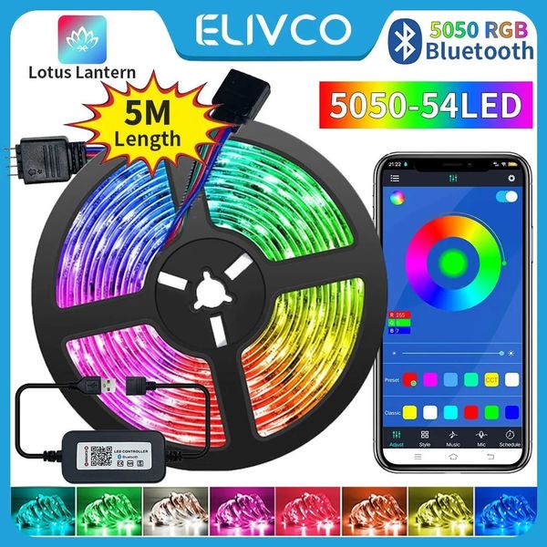 Светодиодная LED лента RGB 5050 10M 160 LEDS bluetooth с контроллером и пультом USB APP Control id_2806 фото